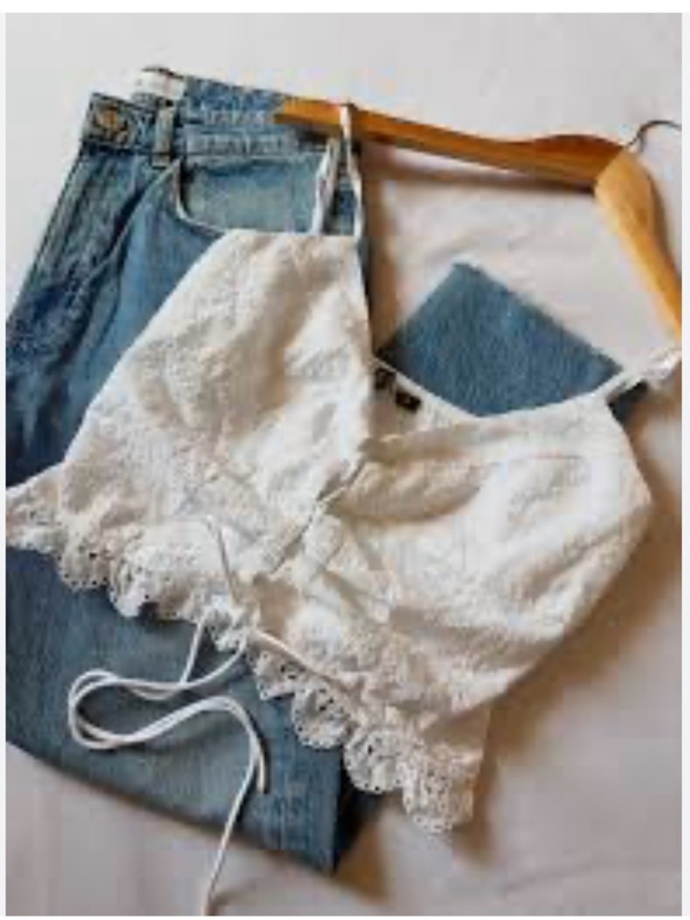 Zara White Lace Tie-Front Camisole Crop Top  Eyelet Hem Size XXL